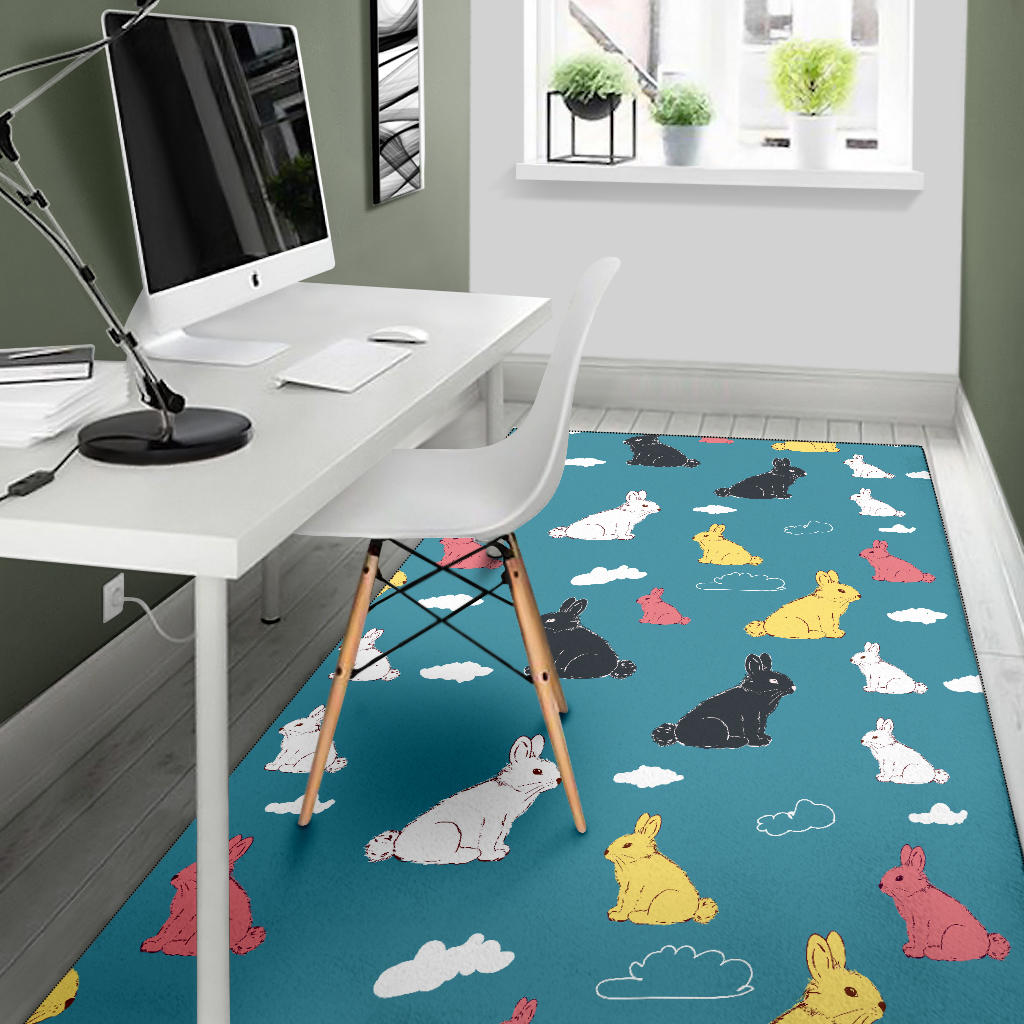 Rabbit Pattern Print Design RB014 Area Rugs