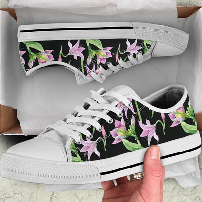 Amaryllis Pattern Print Design AL08 White Bottom Low Top Shoes