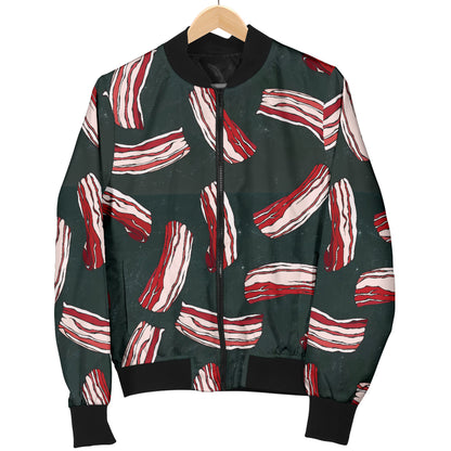 Bacon Pattern Print Design 02 Women's Bomber Jacket