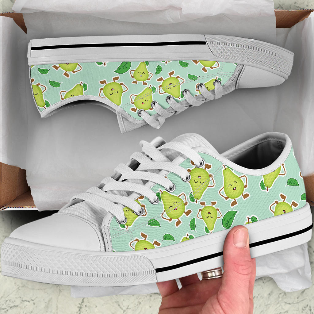 Avocado Pattern Print Design AC011 White Bottom Low Top Shoes