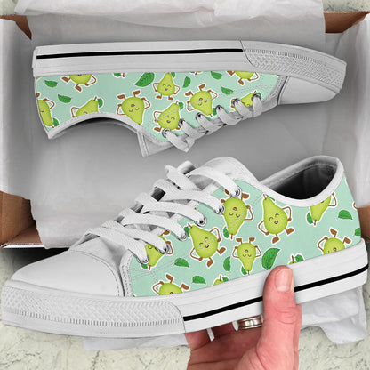 Avocado Pattern Print Design AC011 White Bottom Low Top Shoes