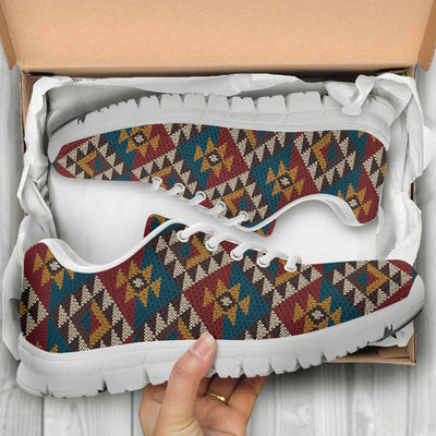 Knit Aztec Tribal Sneakers White Bottom Shoes