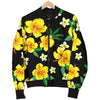 Yellow Hibiscus Pattern Print Design HB08 Men Bomber Jacket