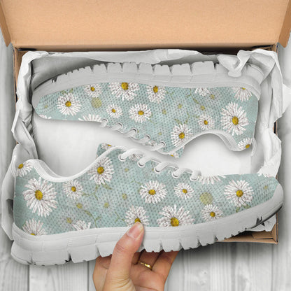 Daisy Pattern Print Design DS012 Sneakers White Bottom Shoes
