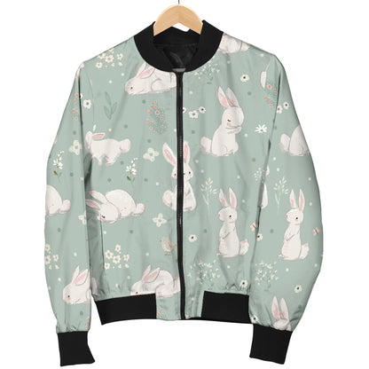 Bunny Pattern Print Design 03 Women's Bomber Jacket