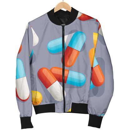 Pill Pattern Print Design A01 Women's Bomber Jacket