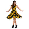 Sunflower Pattern Print Design SF05 Midi Dress