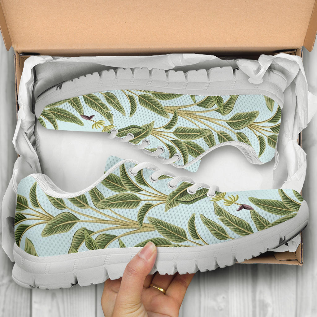 Banana Leaf Pattern Print Design BL03 Sneakers White Bottom Shoes