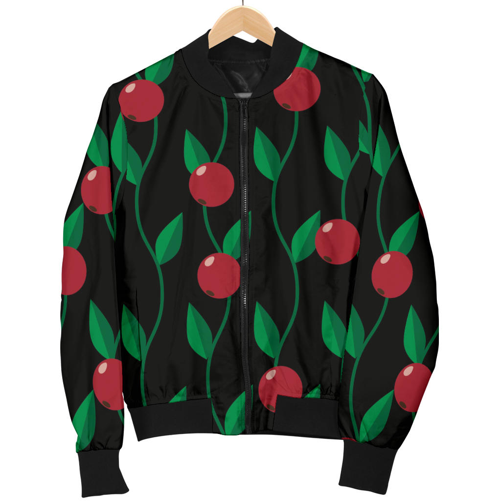 Cranberry Pattern Print Design CB01 Women Bomber Jacket
