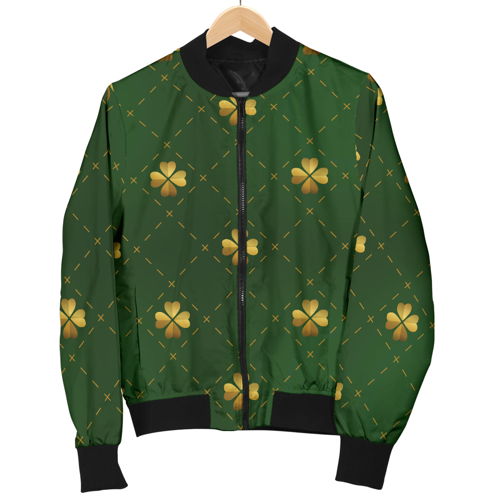 Clover Pattern Print Design 01 Women's Bomber Jacket