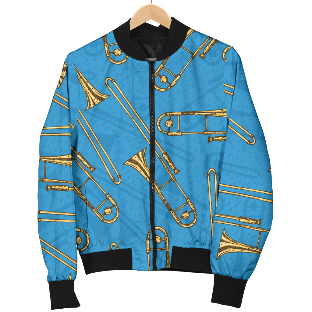 Trombone Pattern Print Design 01 Women's Bomber Jacket