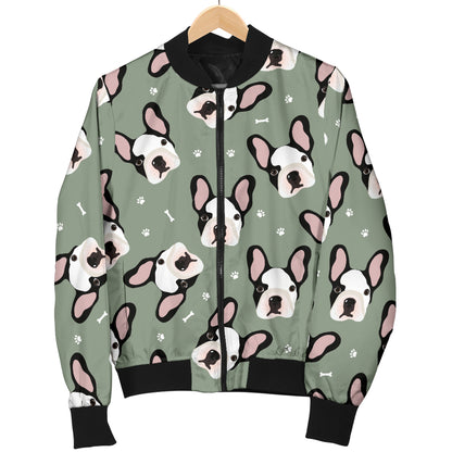 Boston Terrier Pattern Print Design 05 Women's Bomber Jacket