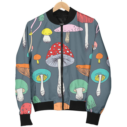 Mushroom Pattern Print Design A03 Women's Bomber Jacket