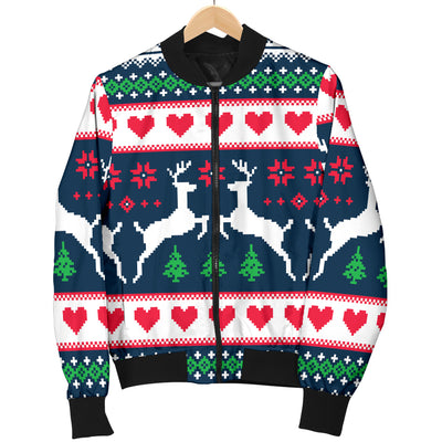 Reindeer Pattern Print Design 03 Women's Bomber Jacket