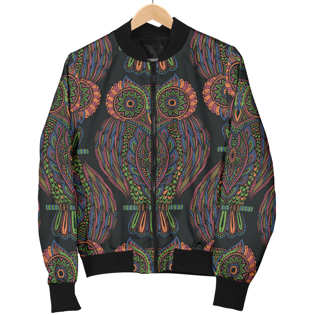 Owl Pattern Print Design A05 Women's Bomber Jacket