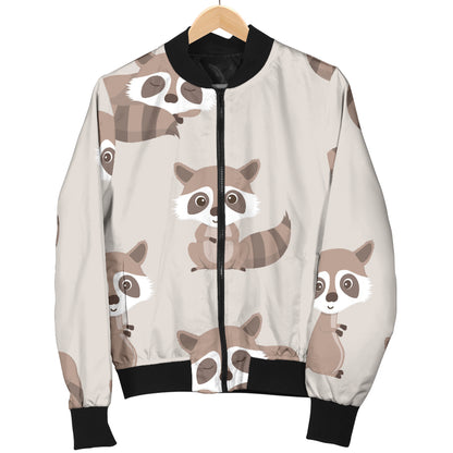 Raccoon Pattern Print Design A05 Women's Bomber Jacket