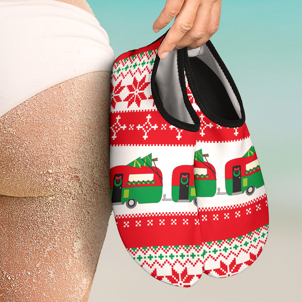 Camper Camping Ugly Christmas Design Print Aqua Water Shoes