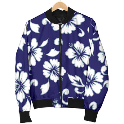 Hibiscus Pattern Print Design HB010 Women Bomber Jacket