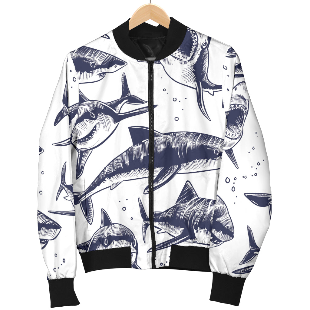 Great White Shark Pattern Print Design 02 Women's Bomber Jacket