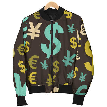 Money Pattern Print Design 01 Women's Bomber Jacket