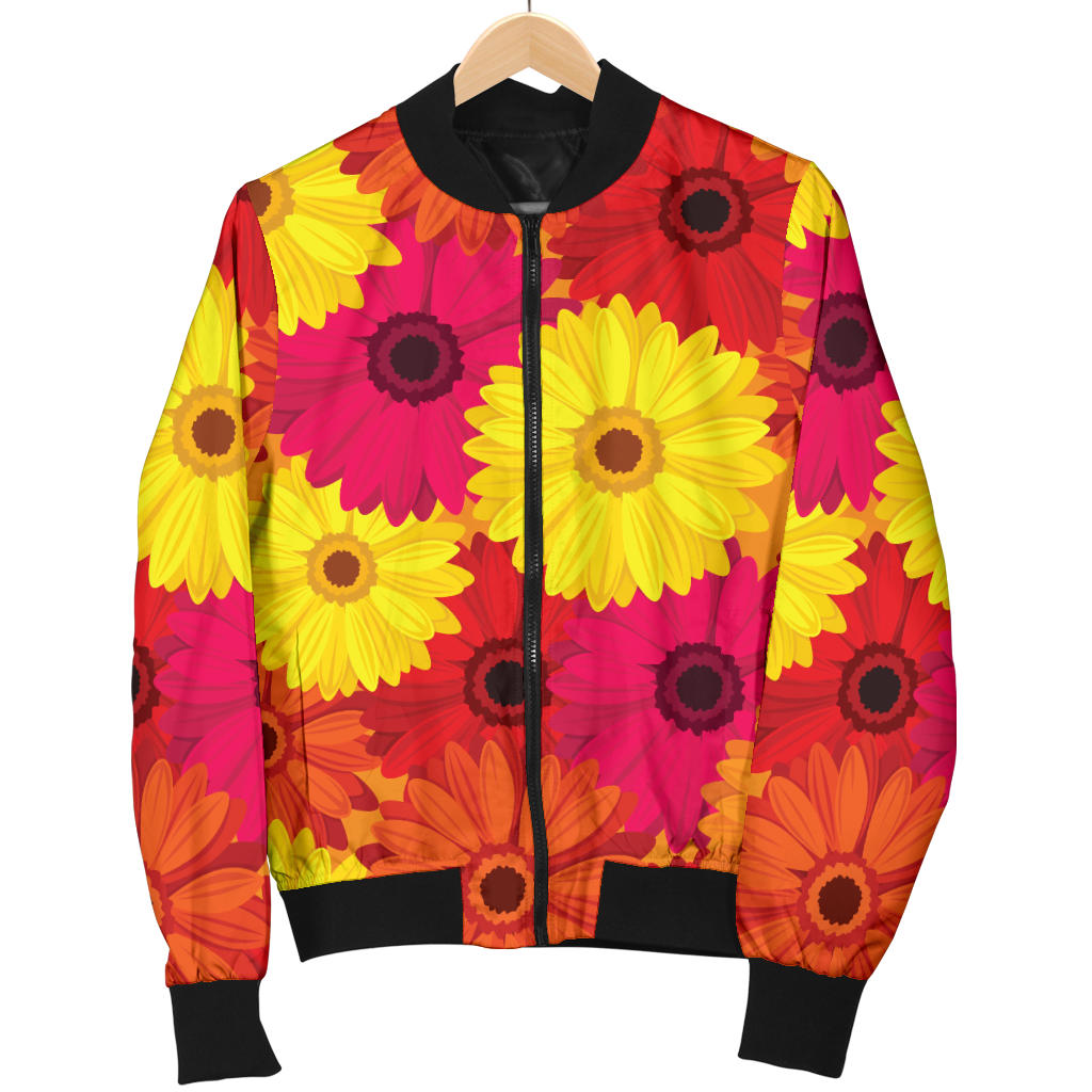Gerberas Pattern Print Design GB05 Women Bomber Jacket