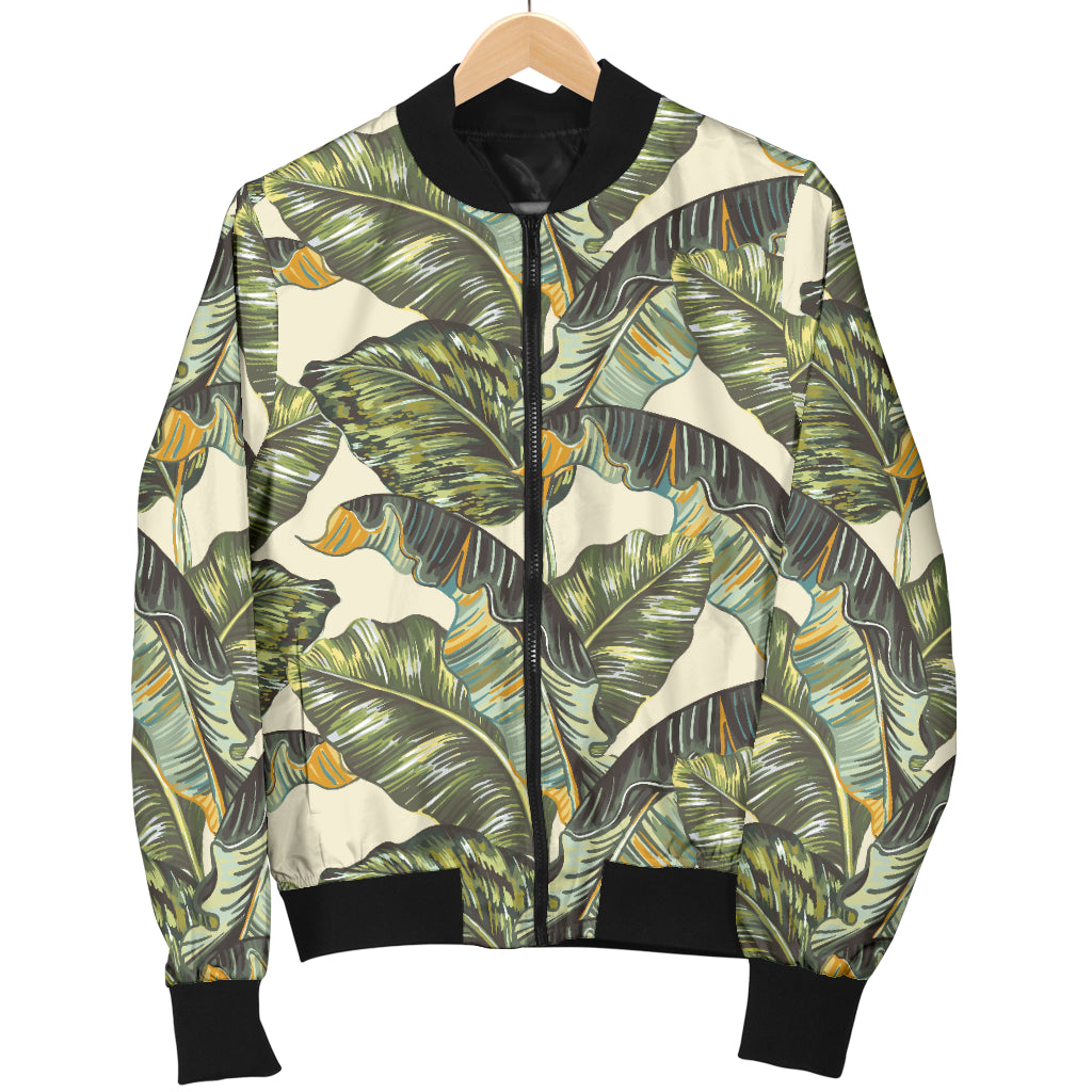 Banana Leaf Pattern Print Design 04 Women's Bomber Jacket
