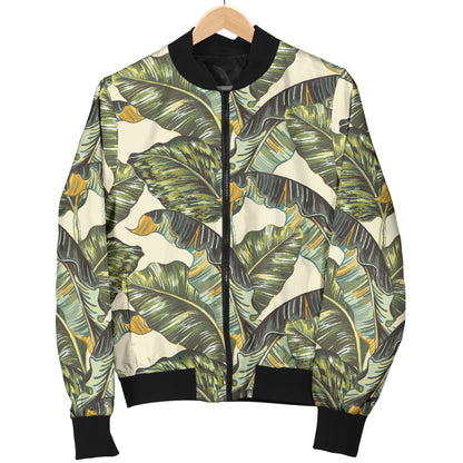 Banana Leaf Pattern Print Design 04 Women's Bomber Jacket