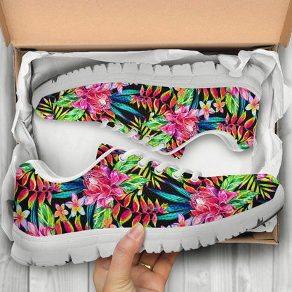 Heliconia Pattern Print Design HL02 Sneakers White Bottom Shoes