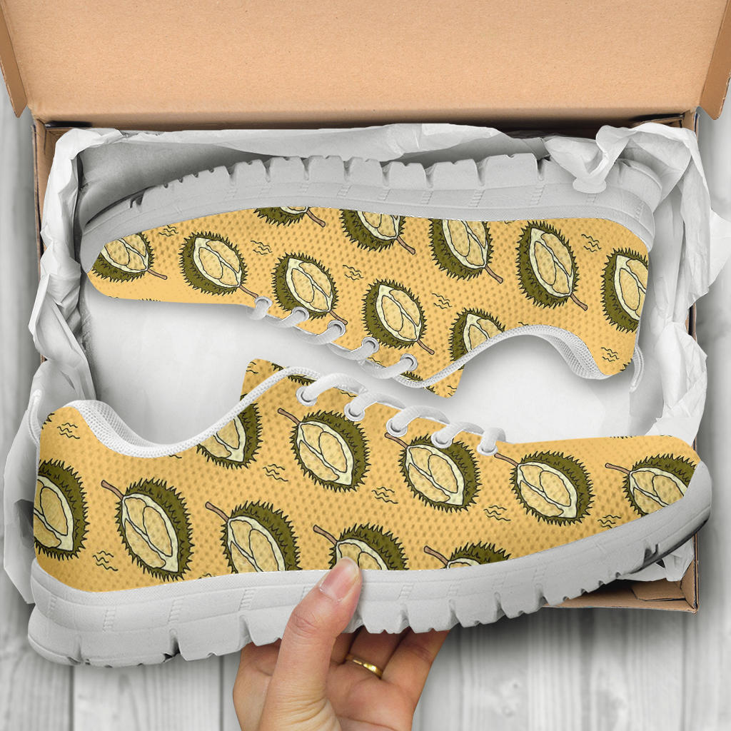 Durian Pattern Print Design DR02 Sneakers White Bottom Shoes