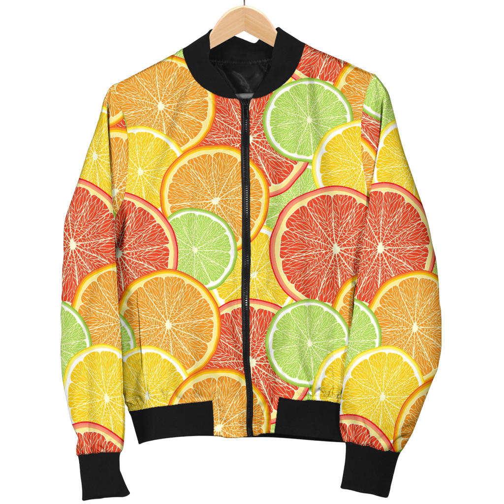 Grapefruit Pattern Print Design GF01 Women Bomber Jacket