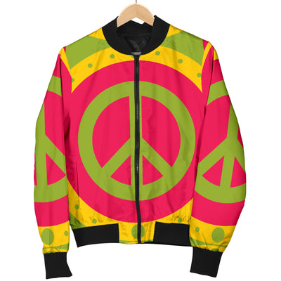 Peace Sign Pattern Print Design A01 Women's Bomber Jacket