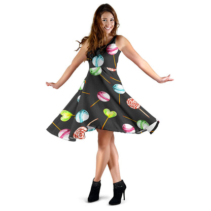 Lollipop Pattern Print Design LL02 Midi Dress