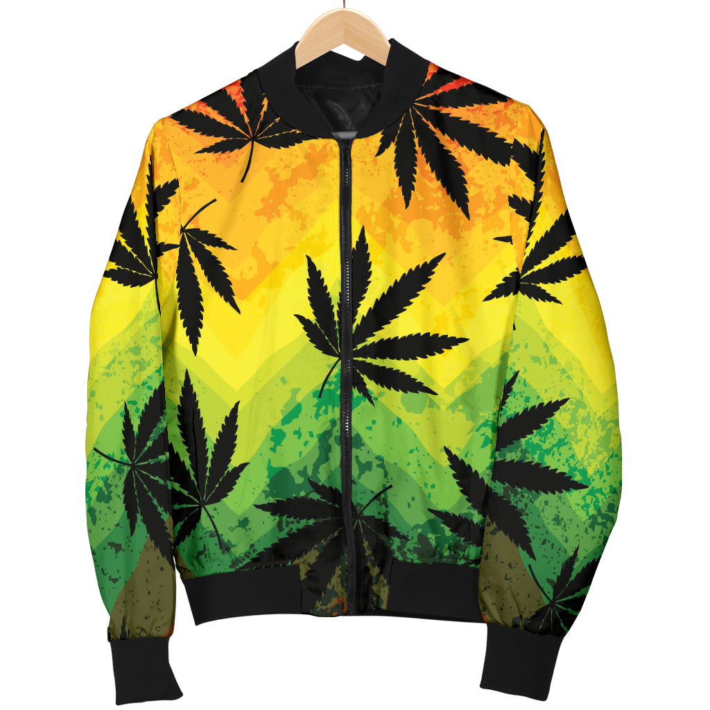 Rasta Pattern Print Design A02 Women's Bomber Jacket
