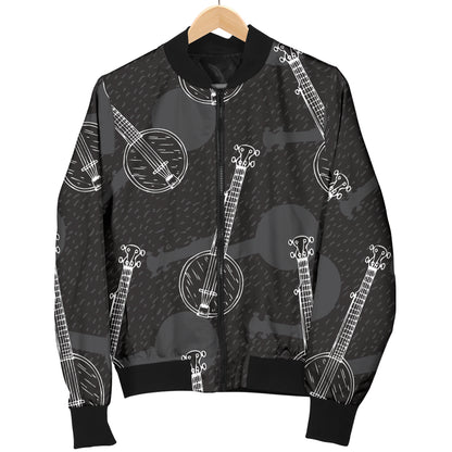 Banjo Pattern Print Design 03 Women's Bomber Jacket