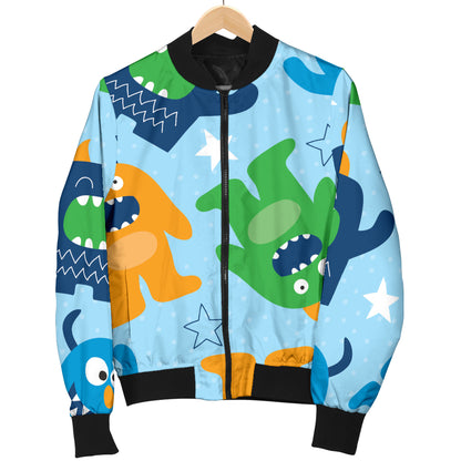 Monster Cartoon Pattern Print Design 04 Women's Bomber Jacket