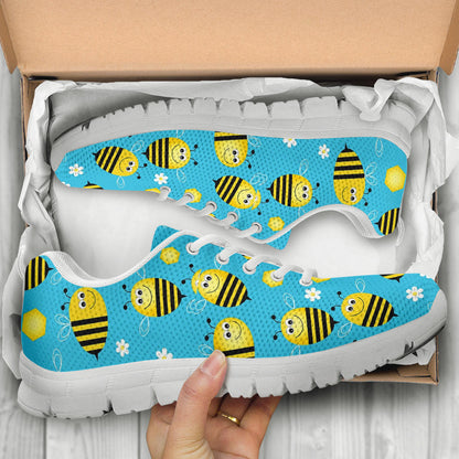 Bee Pattern Print Design BEE06 Sneakers White Bottom Shoes