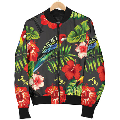 Tropical Flower Pattern Print Design TF04 Women Bomber Jacket