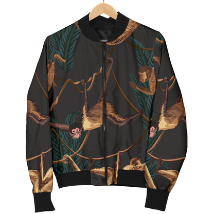 Monkey Pattern Print Design 02 Women's Bomber Jacket