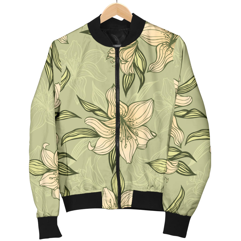 Lily Pattern Print Design LY06 Men Bomber Jacket