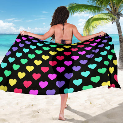 Heart Rainbow Pattern Print Design HE02 Sarong Pareo Wrap