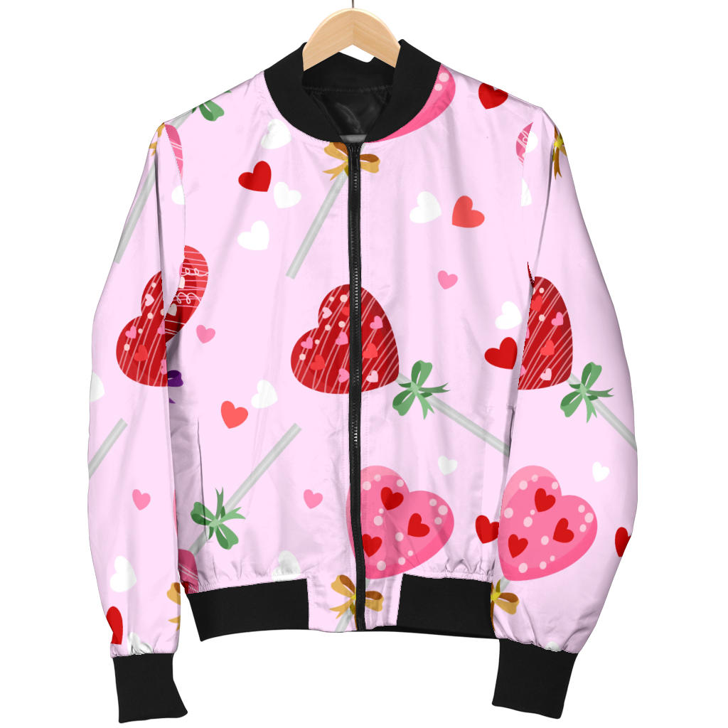Lollipop Pattern Print Design LL07 Women Bomber Jacket