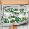 Green Pattern Tropical Palm Leaves Sneakers White Bottom Shoes