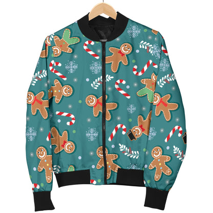 Gingerbread Pattern Print Design 05 Women's Bomber Jacket