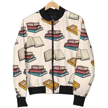 Book Pattern Print Design 04 Women's Bomber Jacket