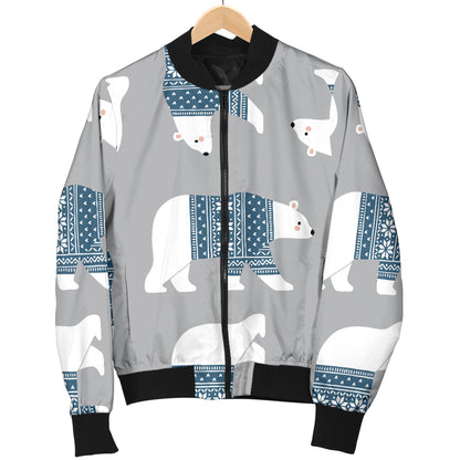 Polar Bear Pattern Print Design A03 Women's Bomber Jacket