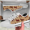 Brown Horse Print Pattern White Bottom Low Top Shoes