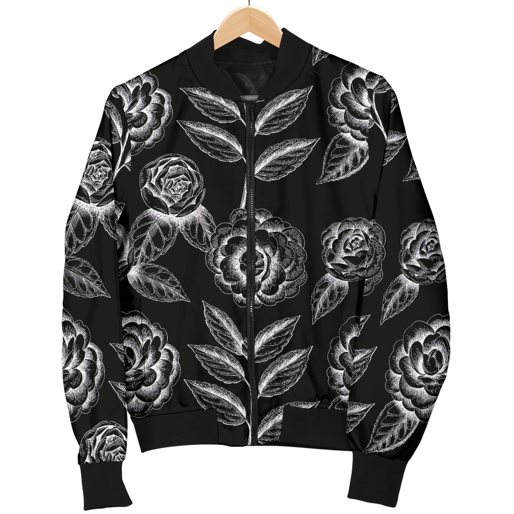 Camellia Pattern Print Design 02 Women's Bomber Jacket