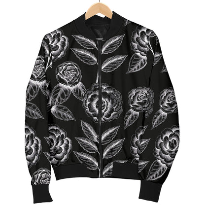 Camellia Pattern Print Design 02 Women's Bomber Jacket