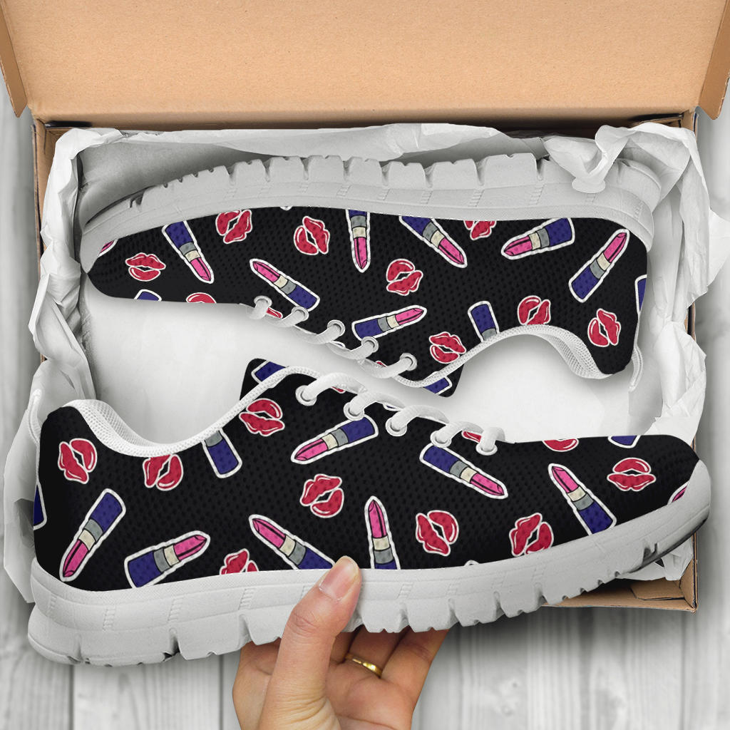 Lipstick Pattern Print Design LT01 Sneakers White Bottom Shoes