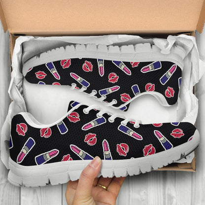 Lipstick Pattern Print Design LT01 Sneakers White Bottom Shoes